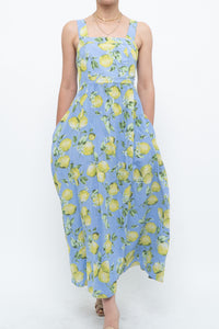 Modern x Made in Italy x Linen, Cotton-blend Lemon Patterned Maxi Dress (M, L)