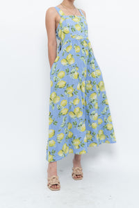 Modern x Made in Italy x Linen, Cotton-blend Lemon Patterned Maxi Dress (M, L)