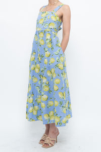 Modern x Made in Italy x Linen, Cotton-blend Lemon Patterned Maxi Dress (M, L)