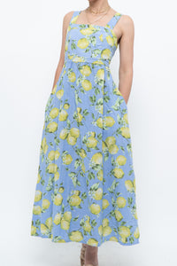 Modern x Made in Italy x Linen, Cotton-blend Lemon Patterned Maxi Dress (M, L)