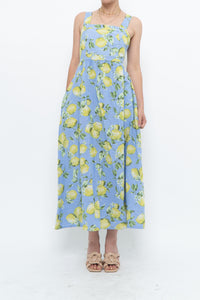 Modern x Made in Italy x Linen, Cotton-blend Lemon Patterned Maxi Dress (M, L)