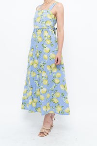 Modern x Made in Italy x Linen, Cotton-blend Lemon Patterned Maxi Dress (M, L)