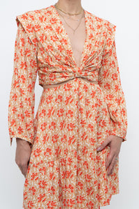 JOIE x Orange Long Sleeve Patterned Cutout Dress (S, M)