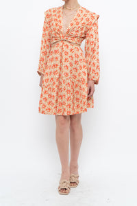 JOIE x Orange Long Sleeve Patterned Cutout Dress (S, M)