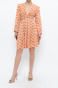 JOIE x Orange Long Sleeve Patterned Cutout Dress (S, M)