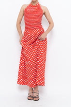 Load image into Gallery viewer, Vintage x Red Polka Dot Halter Maxi Dress (S, M)