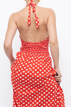 Load image into Gallery viewer, Vintage x Red Polka Dot Halter Maxi Dress (S, M)