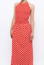 Load image into Gallery viewer, Vintage x Red Polka Dot Halter Maxi Dress (S, M)