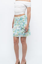 Load image into Gallery viewer, Vintage x Made in USA x White, Blue Floral Mesh Frilly Mini Skirt (XS, S)