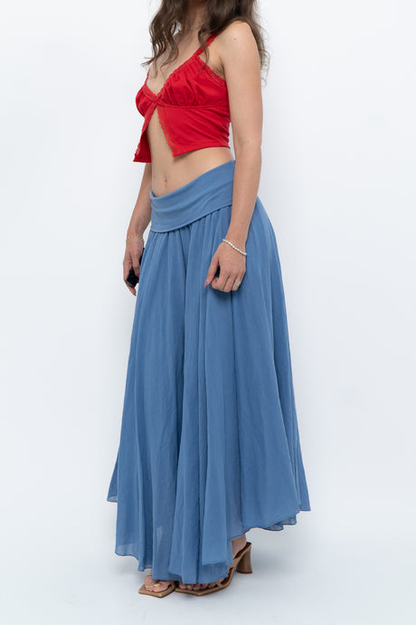 Vintage x Made in Italy x Periwinkle Flowy Cotton Maxi Skirt (S-XXL)