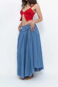 Vintage x Made in Italy x Periwinkle Flowy Cotton Maxi Skirt (S-XXL)