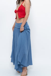 Vintage x Made in Italy x Periwinkle Flowy Cotton Maxi Skirt (S-XXL)