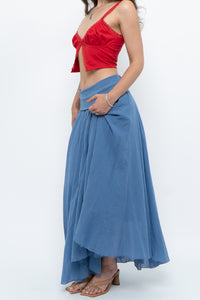 Vintage x Made in Italy x Periwinkle Flowy Cotton Maxi Skirt (S-XXL)