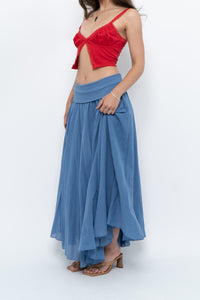 Vintage x Made in Italy x Periwinkle Flowy Cotton Maxi Skirt (S-XXL)