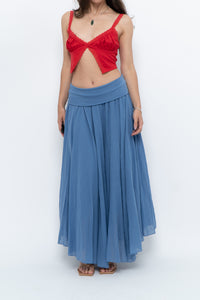 Vintage x Made in Italy x Periwinkle Flowy Cotton Maxi Skirt (S-XXL)