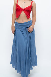 Vintage x Made in Italy x Periwinkle Flowy Cotton Maxi Skirt (S-XXL)