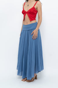 Vintage x Made in Italy x Periwinkle Flowy Cotton Maxi Skirt (S-XXL)