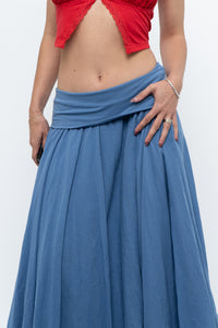 Vintage x Made in Italy x Periwinkle Flowy Cotton Maxi Skirt (S-XXL)