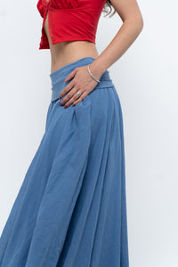 Vintage x Made in Italy x Periwinkle Flowy Cotton Maxi Skirt (S-XXL)