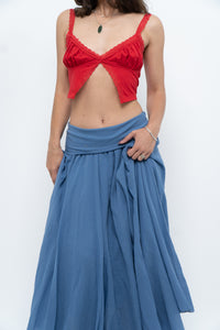 Vintage x Made in Italy x Periwinkle Flowy Cotton Maxi Skirt (S-XXL)