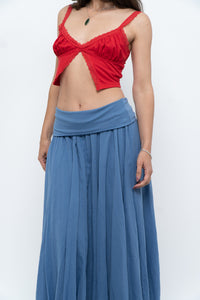 Vintage x Made in Italy x Periwinkle Flowy Cotton Maxi Skirt (S-XXL)