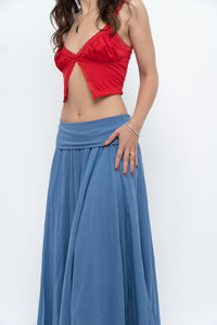 Vintage x Made in Italy x Periwinkle Flowy Cotton Maxi Skirt (S-XXL)
