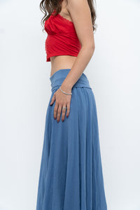 Vintage x Made in Italy x Periwinkle Flowy Cotton Maxi Skirt (S-XXL)