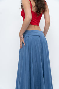 Vintage x Made in Italy x Periwinkle Flowy Cotton Maxi Skirt (S-XXL)