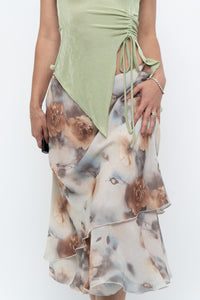 Vintage x Made in Canada x Whimsical Floral Tiered Midi Skirt (S-L)