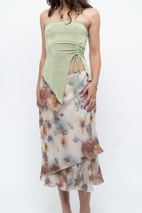 Vintage x Made in Canada x Whimsical Floral Tiered Midi Skirt (S-L)