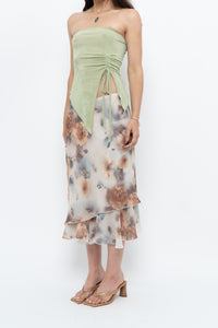 Vintage x Made in Canada x Whimsical Floral Tiered Midi Skirt (S-L)