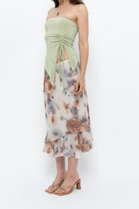 Vintage x Made in Canada x Whimsical Floral Tiered Midi Skirt (S-L)