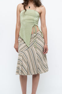 Vintage x Green Striped Tiered Midi Skirt (XS-M)