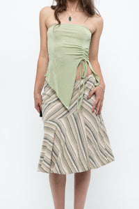 Vintage x Green Striped Tiered Midi Skirt (XS-M)