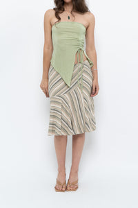 Vintage x Green Striped Tiered Midi Skirt (XS-M)