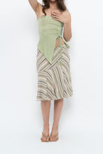 Load image into Gallery viewer, Vintage x Green Striped Tiered Midi Skirt (XS-M)
