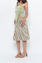 Load image into Gallery viewer, Vintage x Green Striped Tiered Midi Skirt (XS-M)