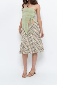 Vintage x Green Striped Tiered Midi Skirt (XS-M)