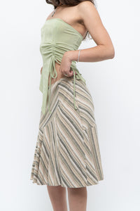 Vintage x Green Striped Tiered Midi Skirt (XS-M)