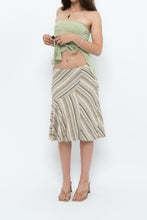 Load image into Gallery viewer, Vintage x Green Striped Tiered Midi Skirt (XS-M)