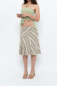 Vintage x Green Striped Tiered Midi Skirt (XS-M)