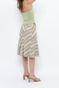 Vintage x Green Striped Tiered Midi Skirt (XS-M)