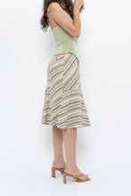 Load image into Gallery viewer, Vintage x Green Striped Tiered Midi Skirt (XS-M)