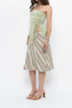 Load image into Gallery viewer, Vintage x Green Striped Tiered Midi Skirt (XS-M)