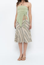 Load image into Gallery viewer, Vintage x Green Striped Tiered Midi Skirt (XS-M)