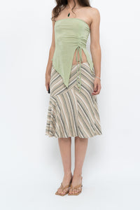 Vintage x Green Striped Tiered Midi Skirt (XS-M)