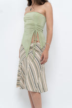 Load image into Gallery viewer, Vintage x Green Striped Tiered Midi Skirt (XS-M)