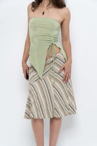 Vintage x Green Striped Tiered Midi Skirt (XS-M)