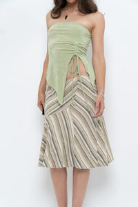 Vintage x Green Striped Tiered Midi Skirt (XS-M)