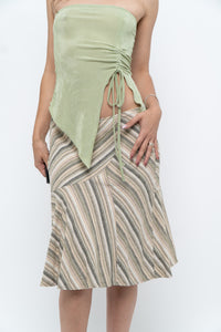 Vintage x Green Striped Tiered Midi Skirt (XS-M)